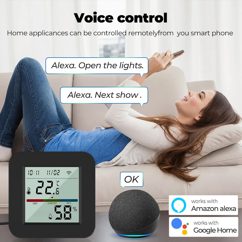 Tuya-Sensor inteligente de temperatura y humedad para el hogar, higrómetro con Control remoto Universal, infrarrojo IR, 3 en 1, WIFI, LCD