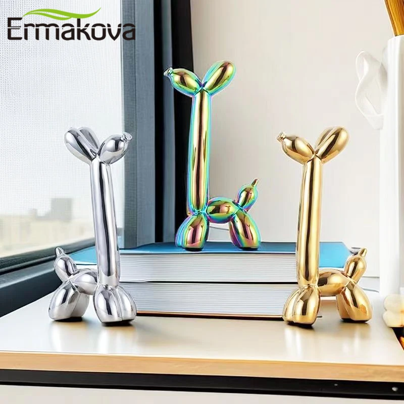 ERMAKOVA Creative Balloon Dog Abstract Ceramic Ornaments Sculpture Study Room Statue Home Office Accessories Decoration Gift