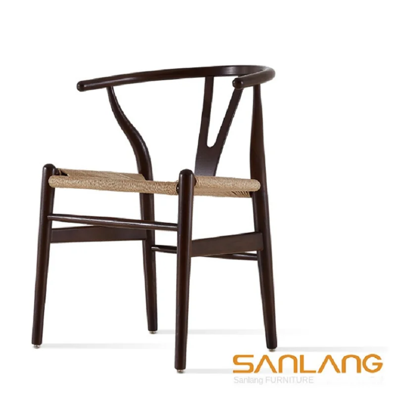 IHOME Sanlang Nordic Rattan Solid Wood Dining Chair Home Back Stool Homestay Designer Hotel Dining Chair Modern Y Chair New 2024