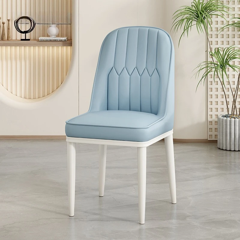 Modern Upholstered Padded Creamy Dining Chair Soft High Back Minimalist Kitchen Dining Cafe Hotel Stool Home House Furniture image 5