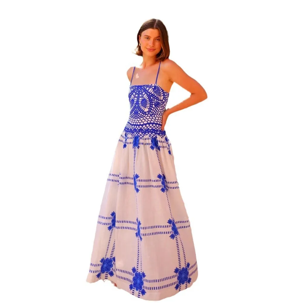 Abito in pizzo con bretelle stampato da donna alla moda per l'estate 25 anni 68619