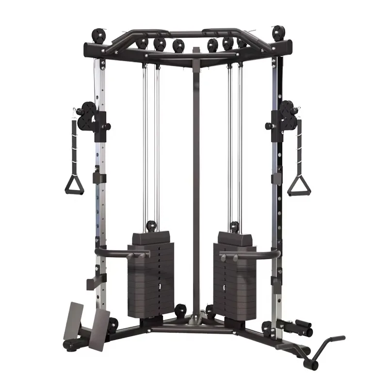 YTYIN Commercial Gym All-in-One Power Cage Smith Machine Multi-Functional 4 5 Station For Strength Training Body Building Arm Ex