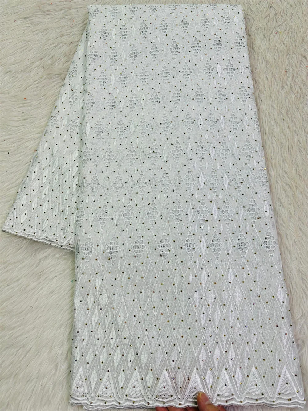 5 Yards White African Cotton Dry Fabric Swiss Voile Lace Nigerian Embroidery Dress Material Tissu Africain Broderie Coton NC4