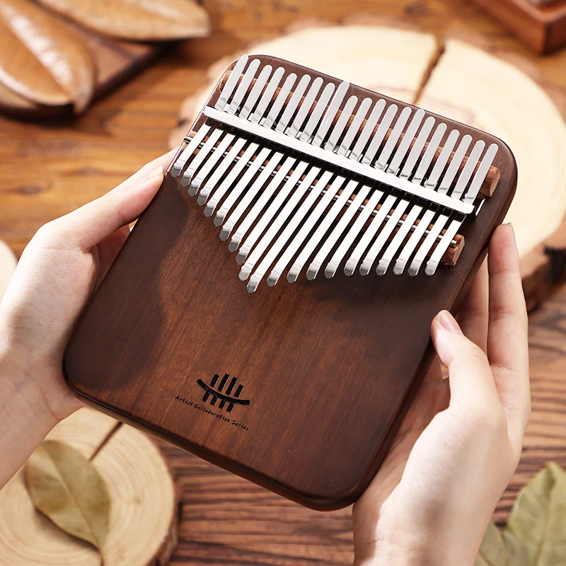 Hluru Professional Kalimba 21 Keys Black Walnut Thumb Piano Key C Cherry Wood Mbira Solid Body Sanza Musical Instrument