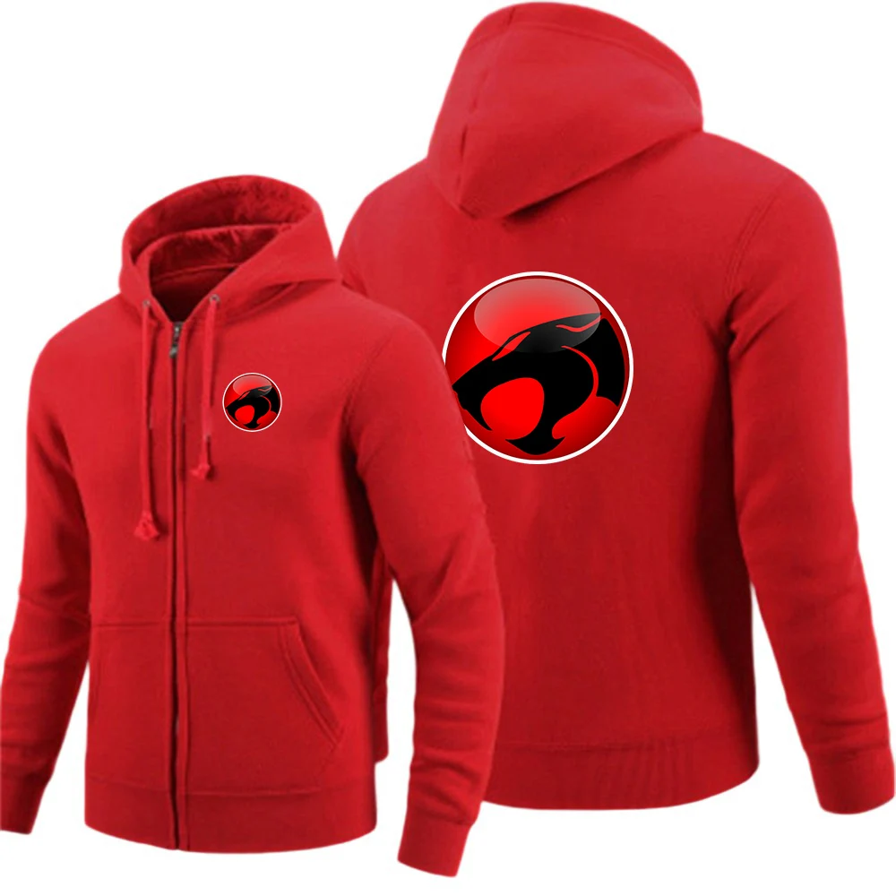 ThunderCat Logo solid-color zipper sweatshirt is suitable for spring and autumn seasons and comes in bright colors hoodie jacket