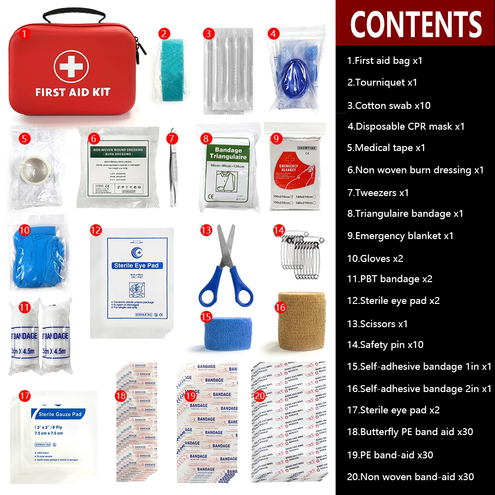 Imagem -03 - Kit de Primeiros Socorros de Emergência para Camping e Caminhadas ao ar Livre Bolsa Médico Portátil Suprimentos de Equipamentos de Resgate de Emergência em Casa