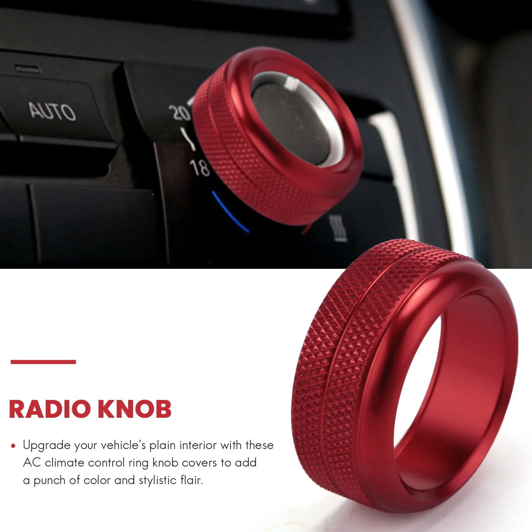 AC Climate Control and Radio Volume Knob Ring Covers for BMW 1 2 3 3GT 4 Series (F20 F22 F30 F31 F32 F33 F80 F82 F87) 3Pcs Red