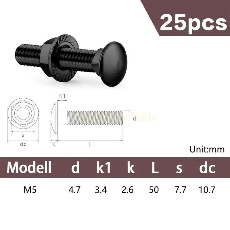 57qf 25 피스 M8x60mm 검은 색 산화물 플랫 헤드 스크류 및 너트 건축 프로젝트