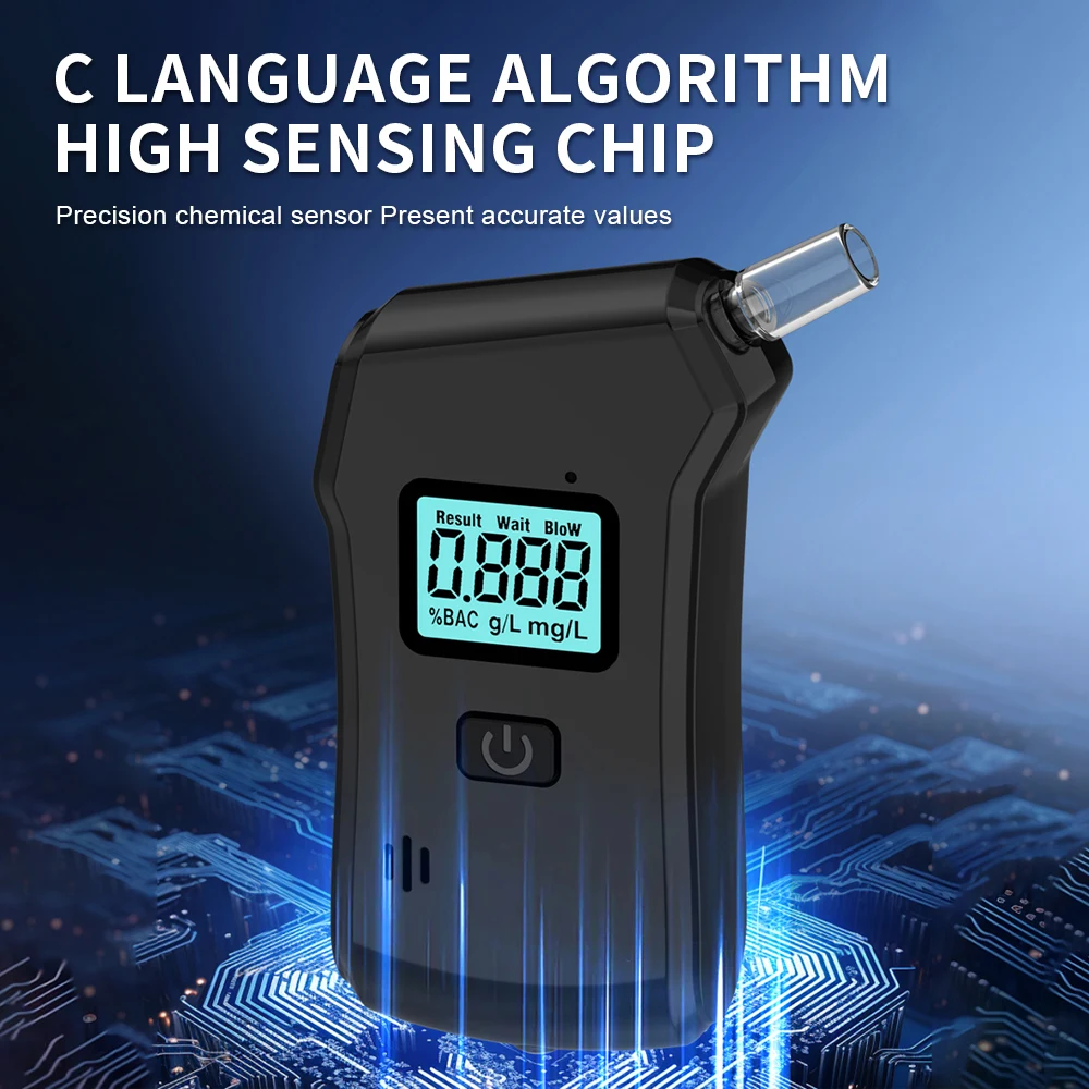 

Портативный тестер алкоголя в выдыхаемом воздухе, ЖК-дисплей, алкотестер, тестер вождения в питьемом воздухе, полицейский тестер алкоголя, обнаружение выдувания