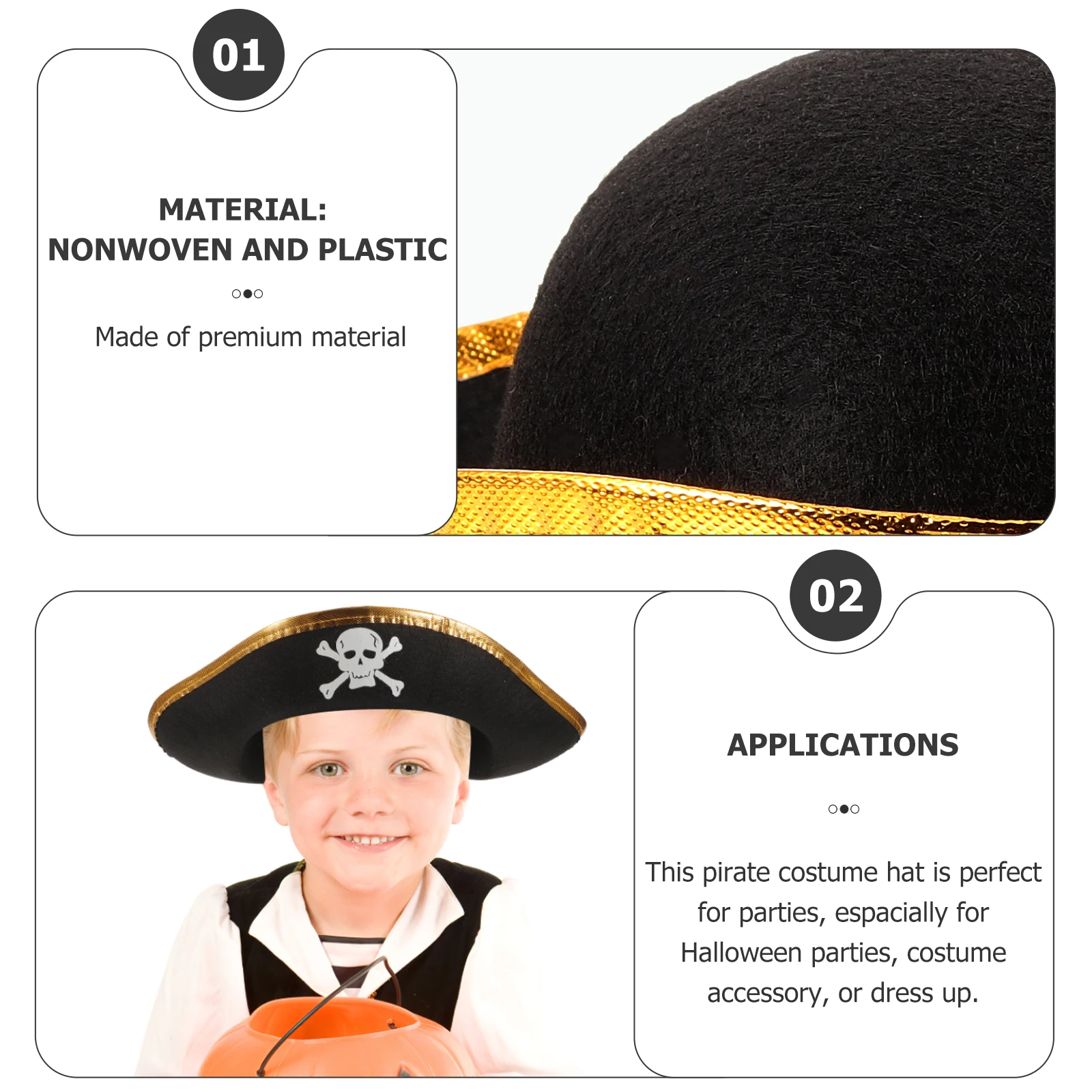 

Pirate Hat Halloween Props Costume Accessories Party Cosplay Dress Child Premium Material Comfortable Pirate