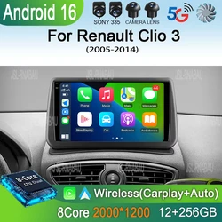 Android 16 Auto Carplay Car Radio For Renault Clio 3 CLIO 3 2005-2014 Multimedia Video Player Navigation GPS Stereo 2din DVD DSP