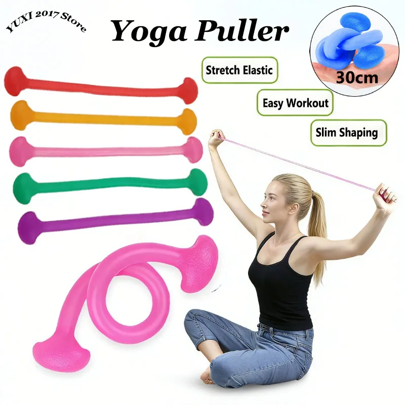 Silikon-Yoga-Zugband, elastisches Widerstandsband für Arm-, Schulter- und Rückenstreckungen, tragbares Fitnessgerät zum Abnehmen und Formen.