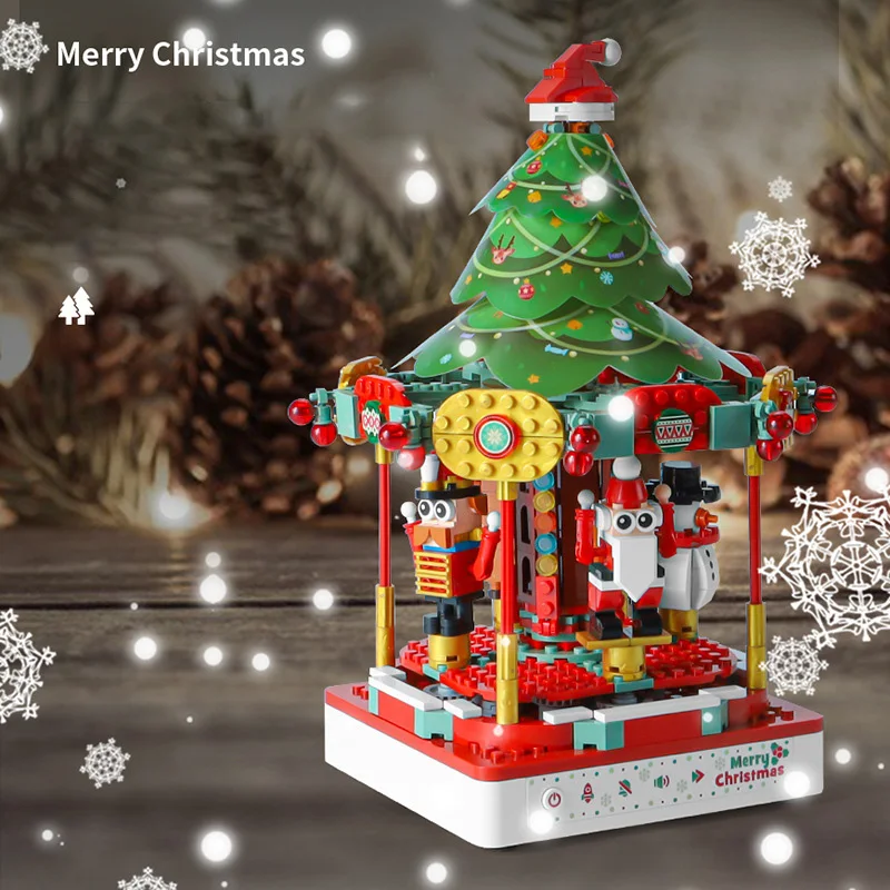 

JK1365 Рождественская серия электрическая музыкальная шкатулка карусель Рождественская елка домашнее настольное креативное украшение детские рождественские игрушки