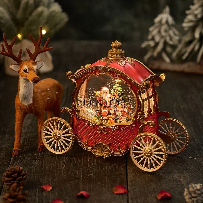 Christmas gift music box carriage old man snow music box crystal ball