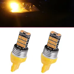 2Pcs  WY21W LED Canbus No Error No Hyper Flash Turn Signal Lights Bulb 3030 SMD T20 W21w Wy21w 7440 Bulb Orange