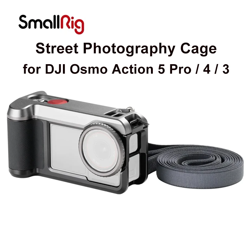 SmallRig 6371 Professional Street Photography Cage with Side Handle Grip Shoulder Strap for DJI Osmo Action 5 Pro / 4 / 3