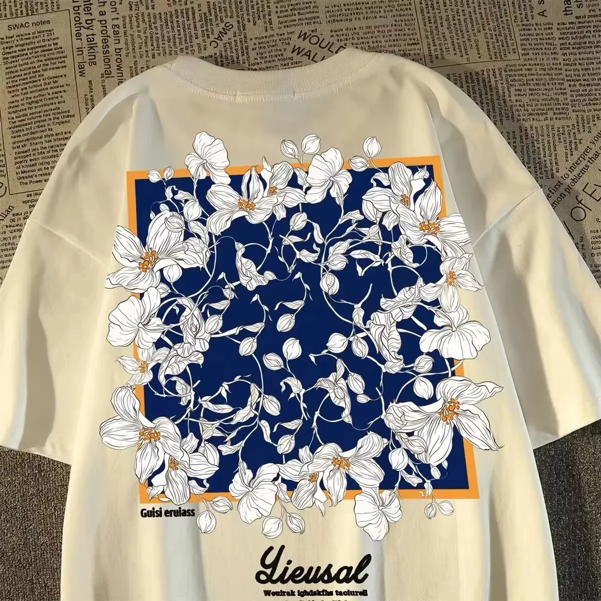 

Motorcycle 2025 hot summer loose short-sleeved T-shirt fashion couple T-shirt top men's cotton T-shirt Korean printing fashion