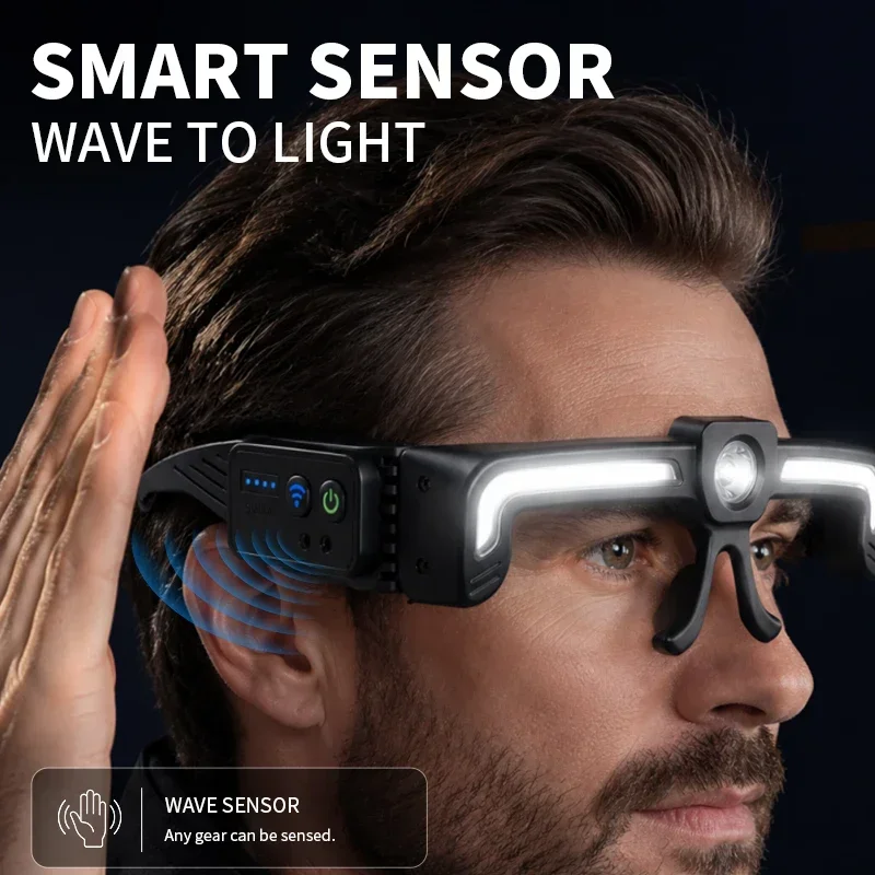 Inductive glasses light USB rechargeable multi-function full-viewing large floodlight cycling fishing LED headlight