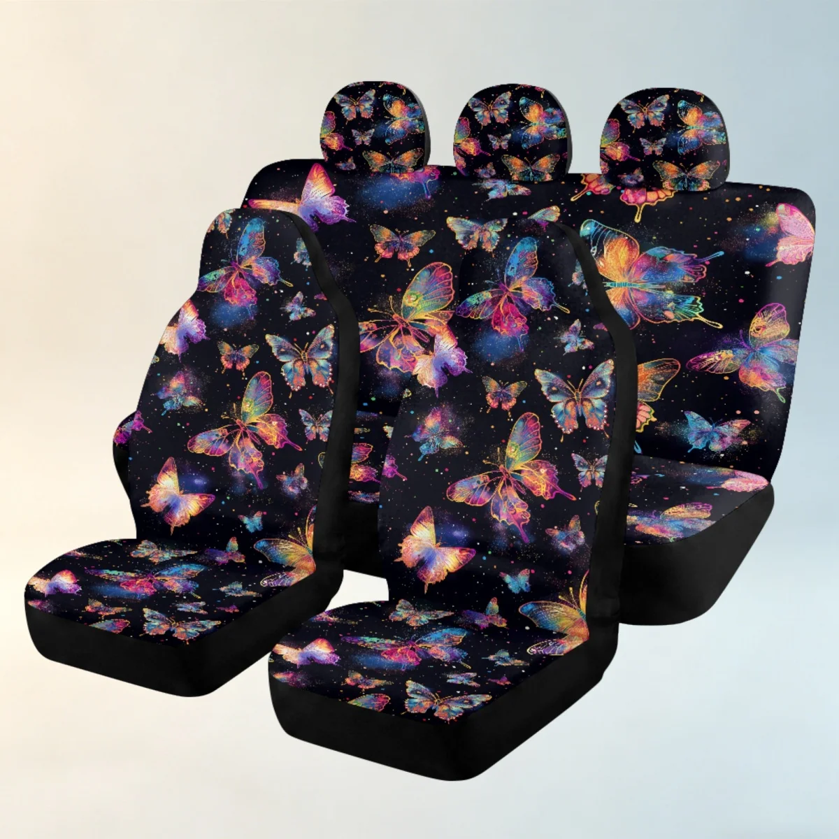 Fantasy Butterfly Designed Car Seat Cover Set Cozy Soft Durable Universal Car Seat Cover 5 Seat Version Includes 2 Front Seat Co