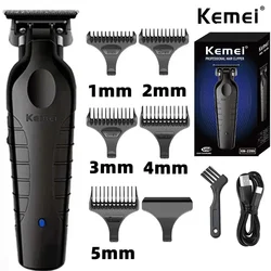 Kemei 2299 Barber Cordless Hair Trimmer 0mm Zero Gapped Carving Clipper Detailer Professional Electric Finish Cutting Machine