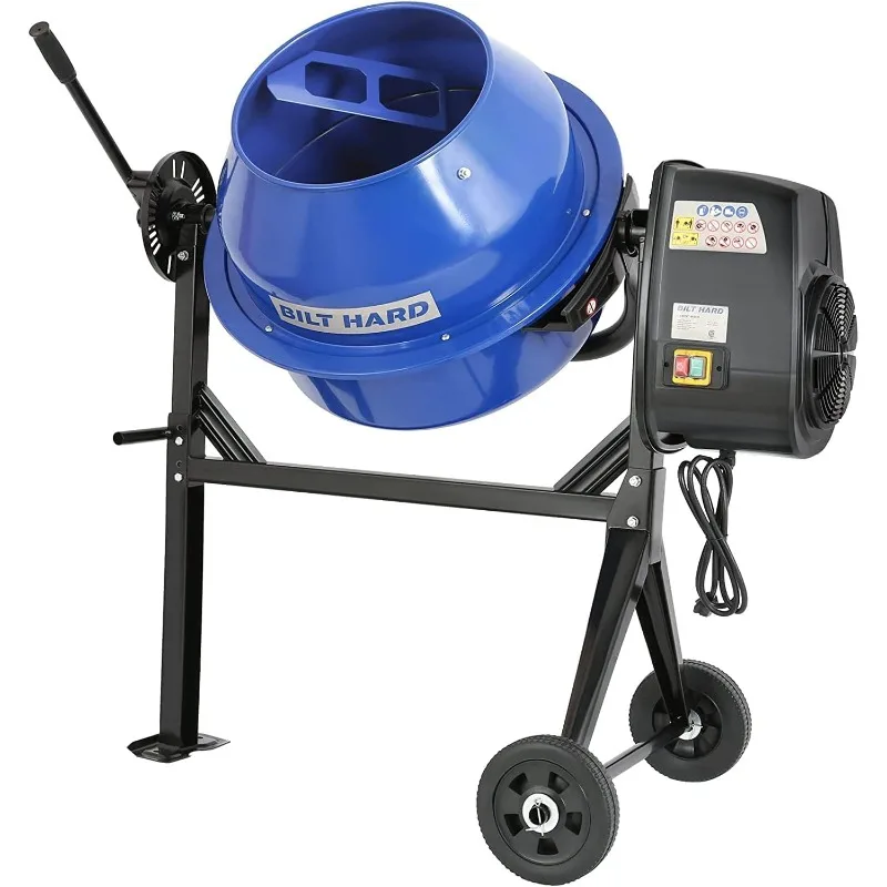 4 Cubic Ft. Portable Concrete Mixer Machine, Wheelbarrow Cement Mixing Tools for Stucco