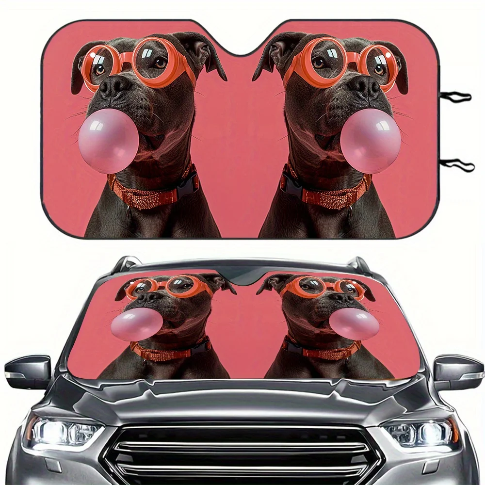 1pc Vehicle Front Window Sunshade With Print (Lions/Tigers/Leopards) - UPF Shield, Retractable RV SUV Truck Windshield Cover, Fi
