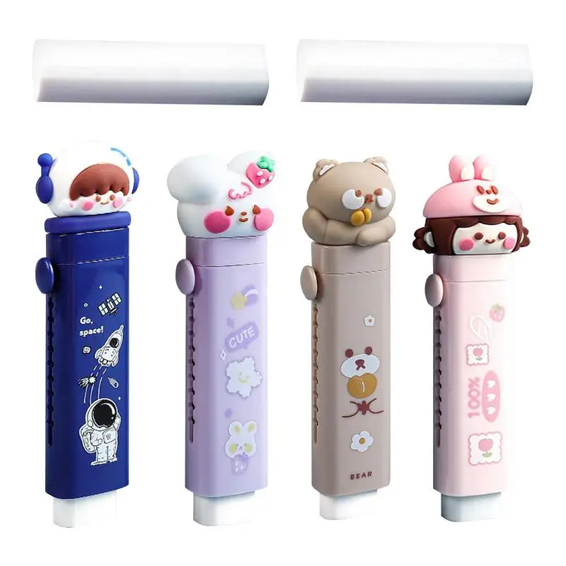 Cat Paw Shaped Erasers Retractable Pen Eraser Stick And Refills Cute Rubber For Kids Students School Office Stationery