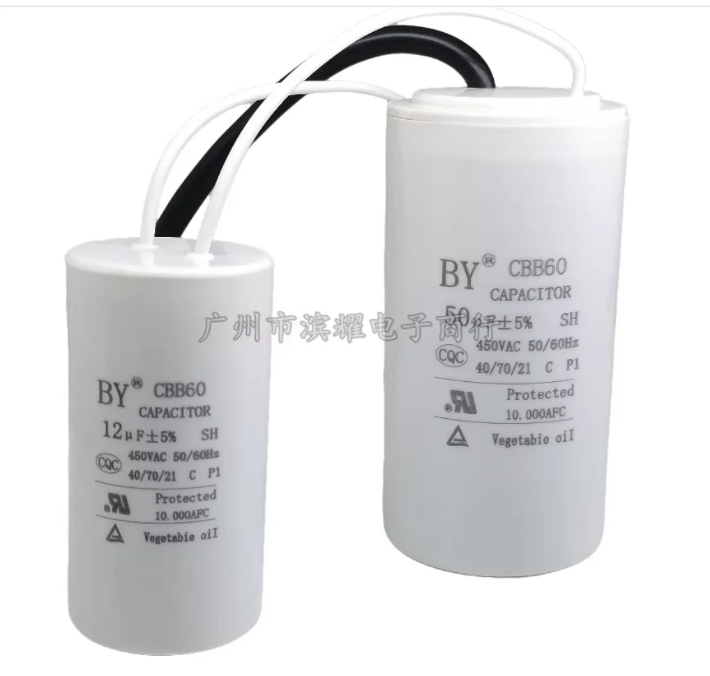1 capacitor cbb60, capacitor de corrida de motor 30uf/35uf/40uf/45uf/50uf/60uf/70uf/80uf/100uf 450v compressor de ar da bomba de água.
