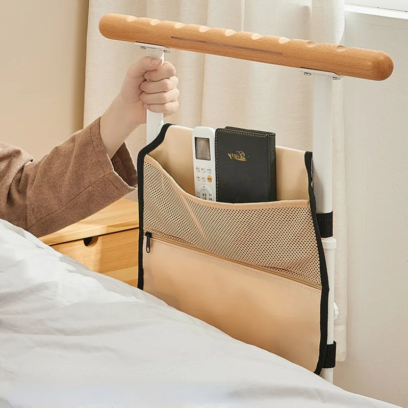 No Need To Install Elderly Bed Railing, Elderly Care Products Safety Bedside Guardrail Bed Rail Wood Grain Get Up Support Frame