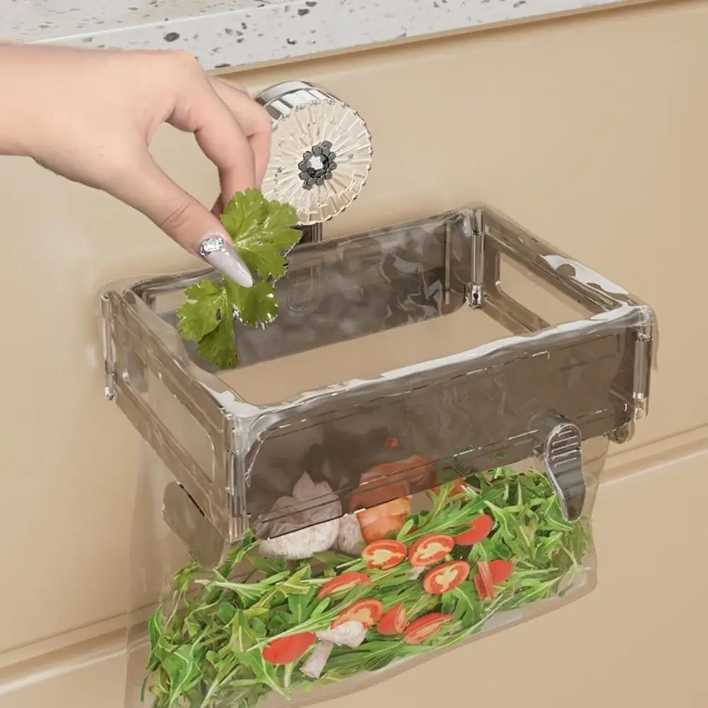 

Foldable Kitchen Garbage Bag Holder Suction Cup Space Saving Rubbish Storage Holder Hanging Organizer Portable Trash Bag Rack