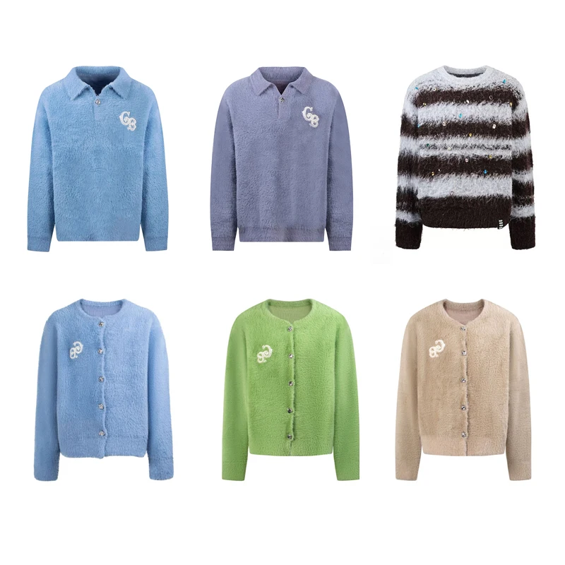 

Зима 2025, новый свитер Good Brand, свободный трикотаж с длинными рукавами, высокое качество, жемчужно-серебристая пряжка с логотипом, уличная одежда, топы для мужчин и женщин