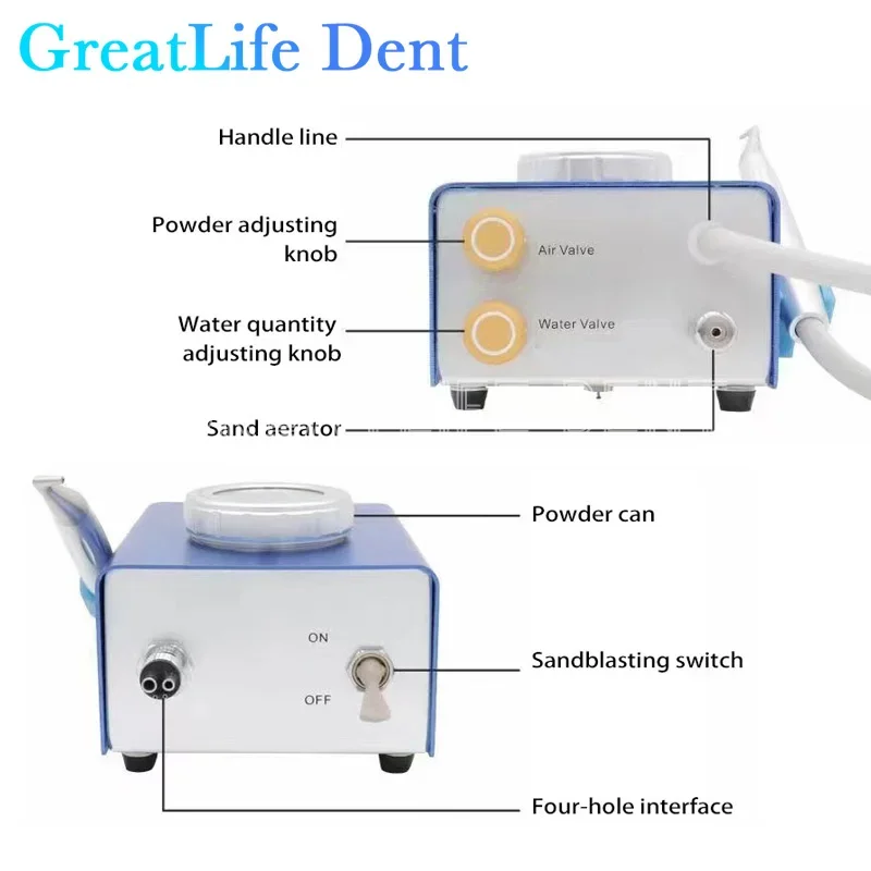 GreatLife-Polisseuse de Dents, Brosse à Air, Sablage, Sans Déversement de Poudre, Dent Volante