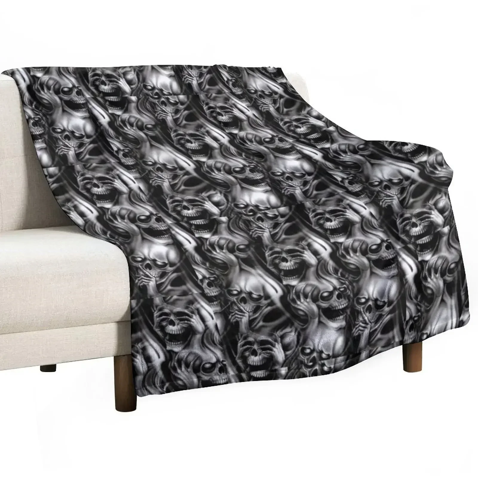 see no evil hear no evil speak no evil skulls pattern Throw Blanket Comforter Travel Blankets