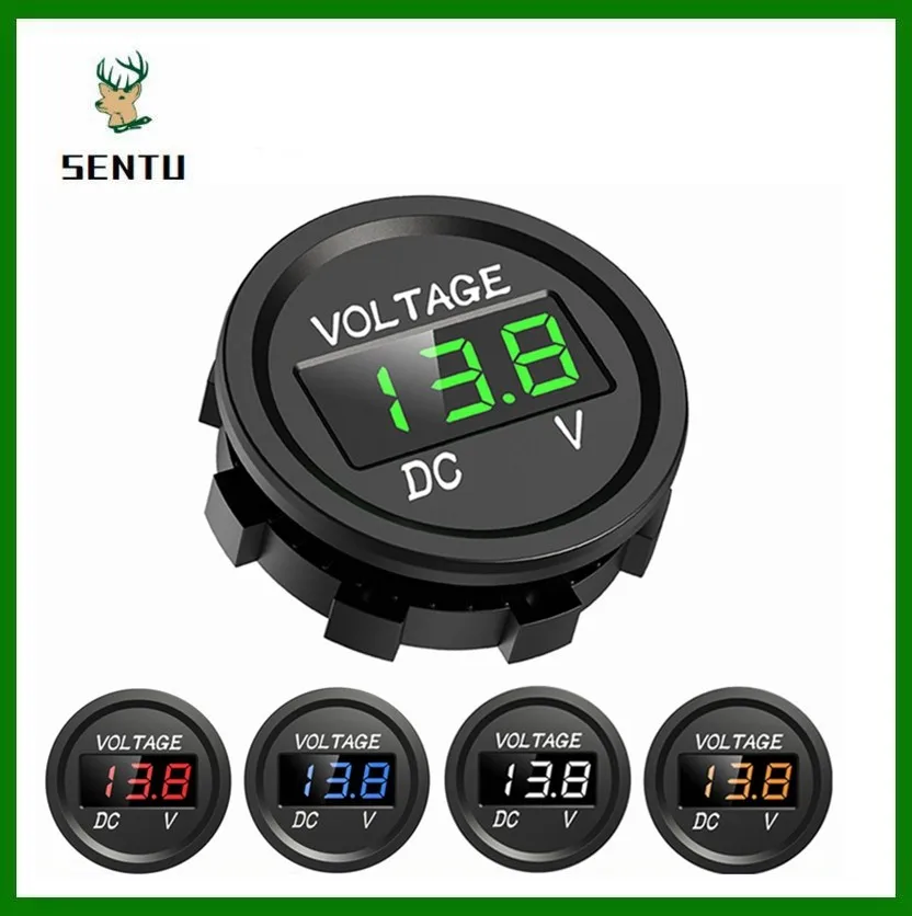 Mini Round Waterproof Motorboat Motorcycle DC5V-48V LED Panel Digital Voltmeter Tester Monitor Display Voltmeter