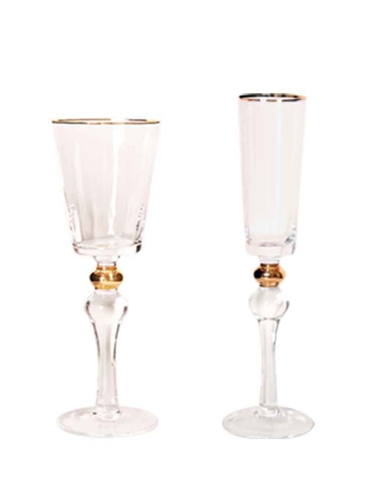 Northern Europe Phnom Penh Goblet Wine Glass Vintage Red Wine Glass Gold Edged Champagne Whiskey Cup Household Bar Drinkware