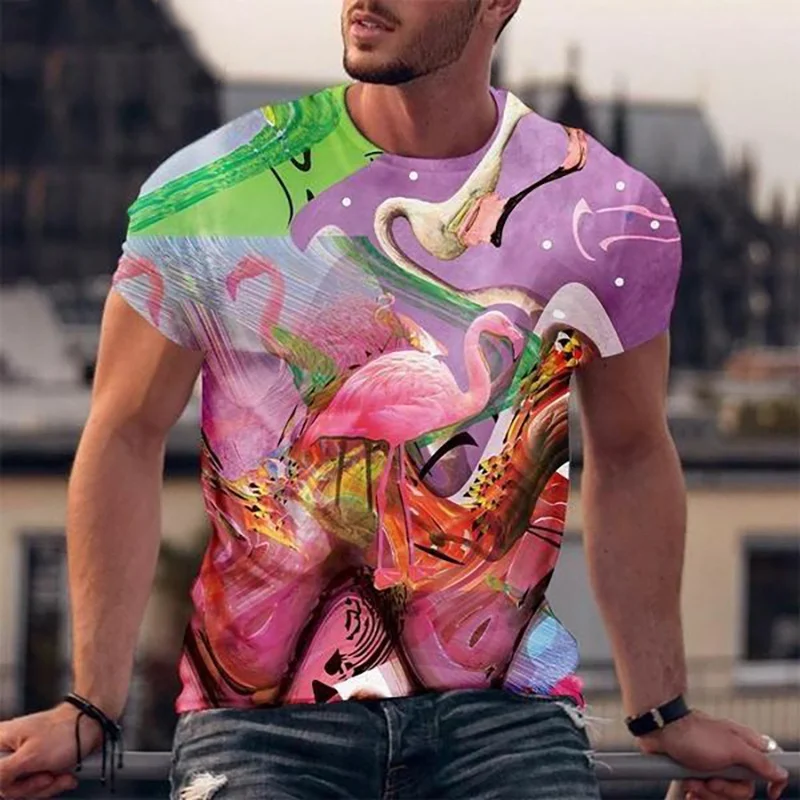 3D Printed Flamingo Animals T Shirt Men's Funny Pattern Tees Summer Harajuku Round Neck Tops Oversized Short Sleeves T-Shirts #5