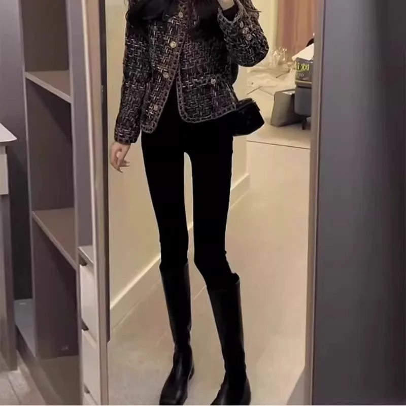 

Женские джинсы с высокой талией, облегающие, тонкие, для весны и осени, с эффектом утяжки живота, укороченные, повседневные, из хлопка, стрейч