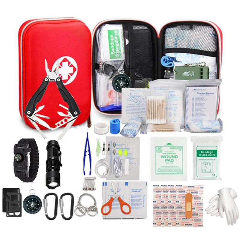 

Emergency Survival kit Set Camping Travel Multifunction First Aid Kit SOS EDC Supplies Tactical Trauma Bag for Hiking Hunting