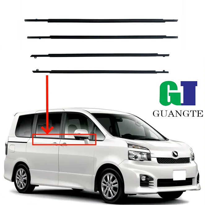 4PCS Toyota Noah/Voxy 2009-2014 Side Door Glass Weatherstrip Rubber Belt Moulding Trim Sealing 68161-28070 Outer Window