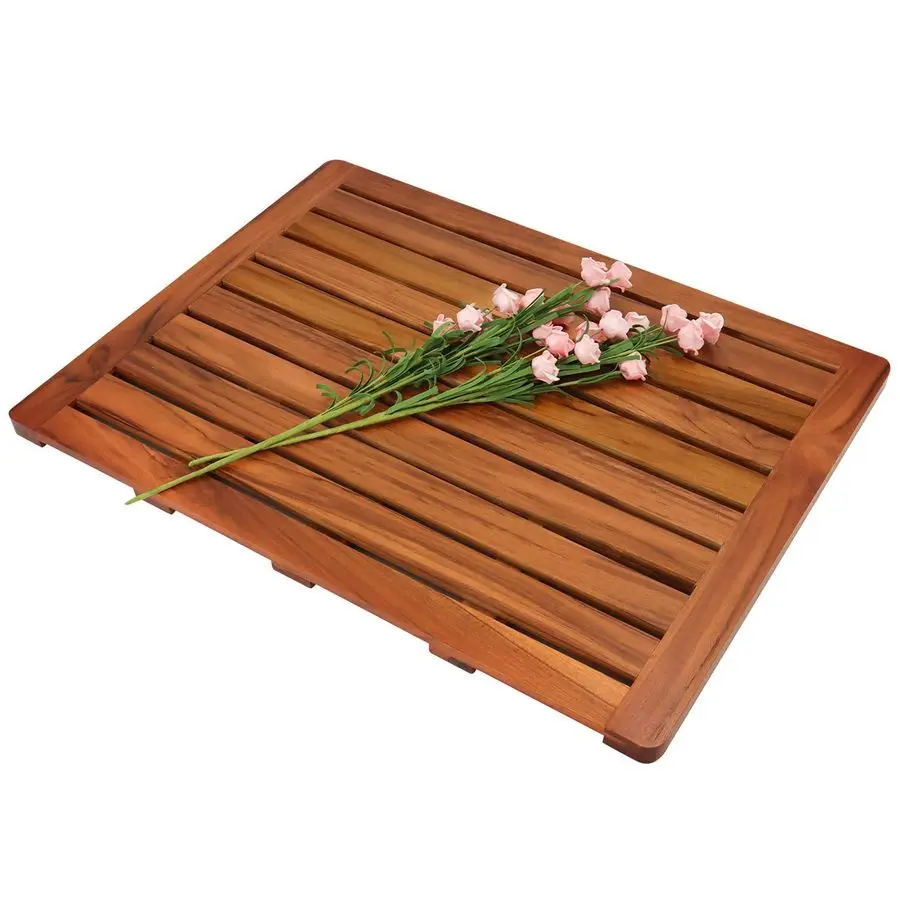 

24x18 Teak Wood Bath Mat, Shower Mats for Bathroom, Large for Spa Home or Outdoor