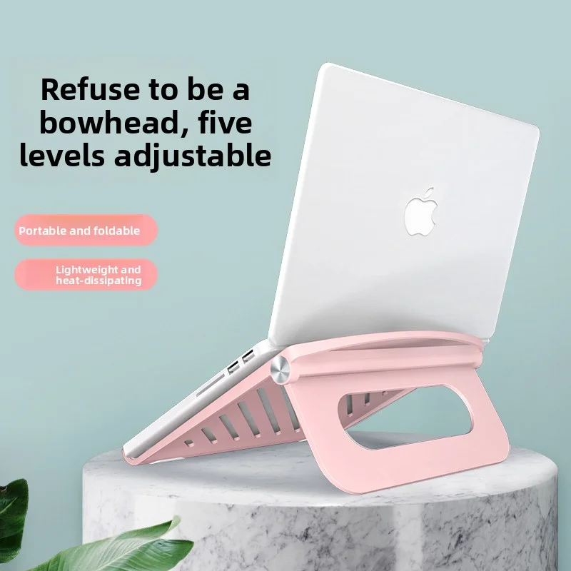 Penyangga laptop desktop, dapat dilipat, portabel, universal untuk tablet dan laptop, cocok untuk kantor dan bermain game.