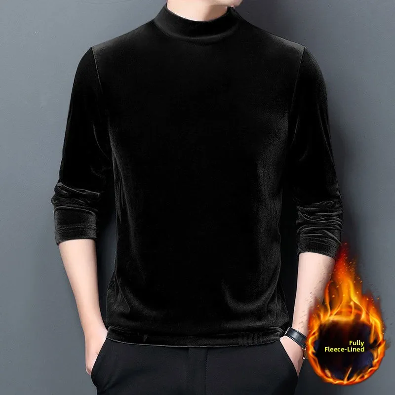 

Long Sve Thermal Ne T-irt Men's Slim Fit High Collar Base irt Large Size Inner Wear Casual Sle Daily Use Pure Color