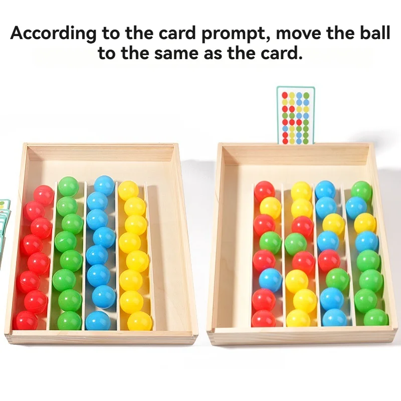 Wooden Rainbow Ball Sorting Board Game Montessori Parish Toys Color Cognition Logical Thinking Challenge Strategy Game Social