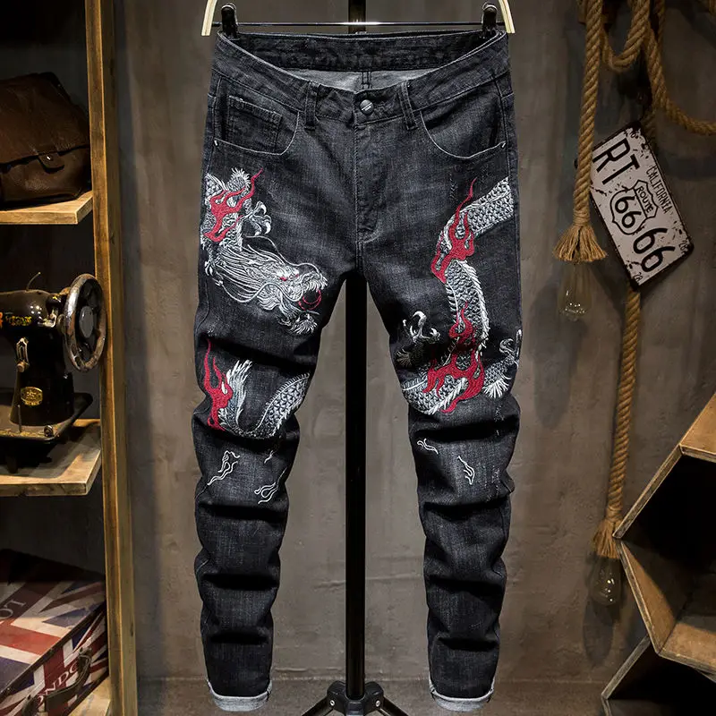 

Man Cowboy Pants with Pockets Trousers Tapered Jeans for Men Y2k Vintage Kpop Streetwear 2025 Korean Autumn Xs Style Fashion 90s