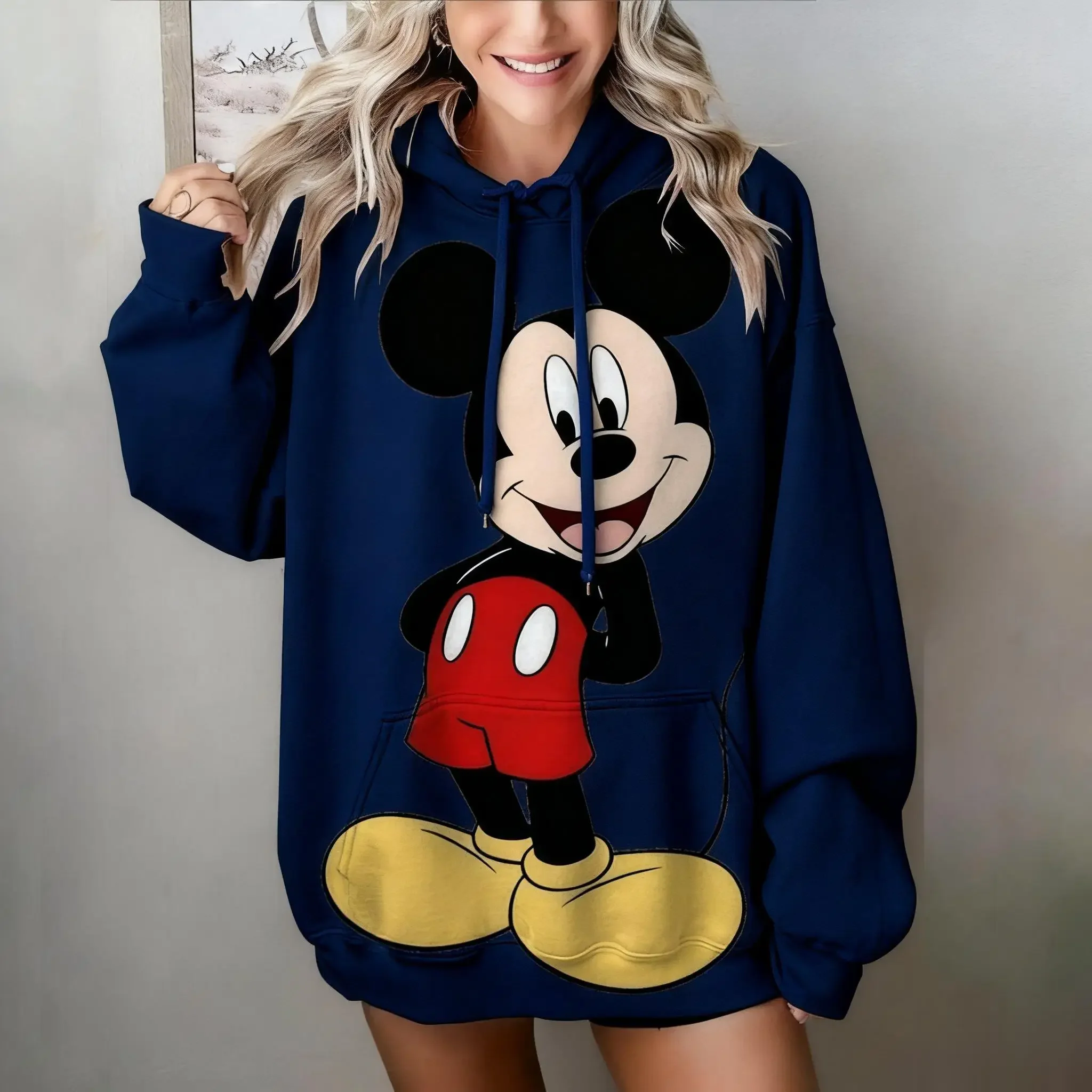 Felpa con cappuccio oversize Topolino da donna Casual New Fashion Autunno Pullover Felpa Vintage Disney Top a maniche lunghe Streetwear