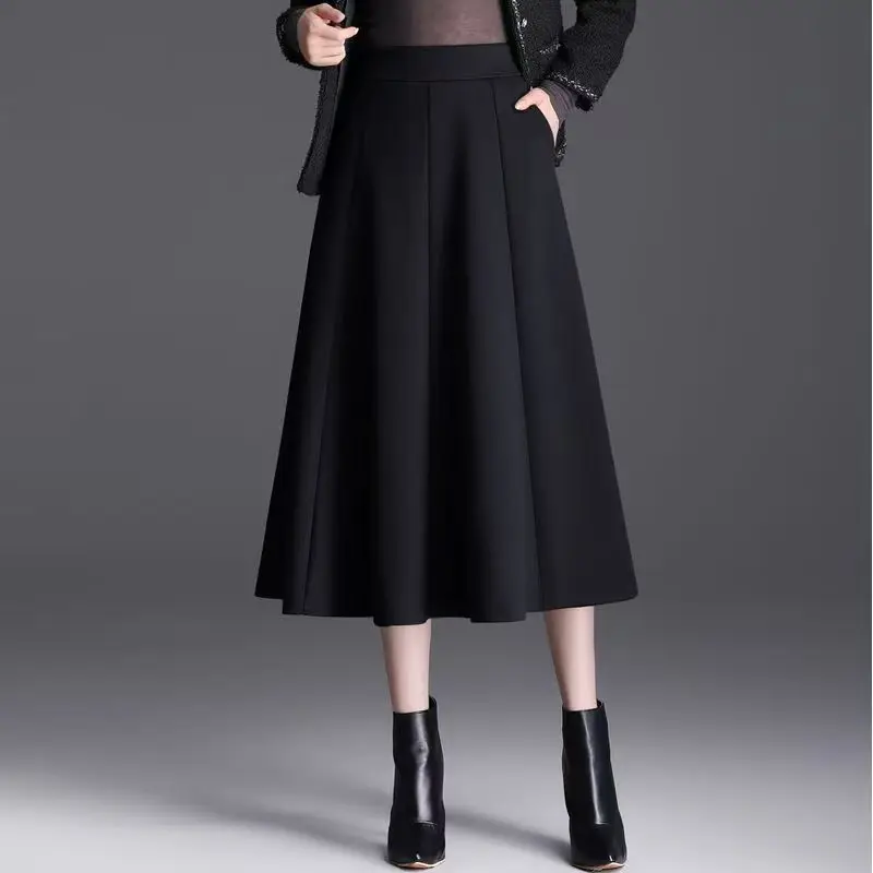 

Женская черная юбка миди с высокой талией, плиссированная, А-силуэта, для офиса и повседневной носки