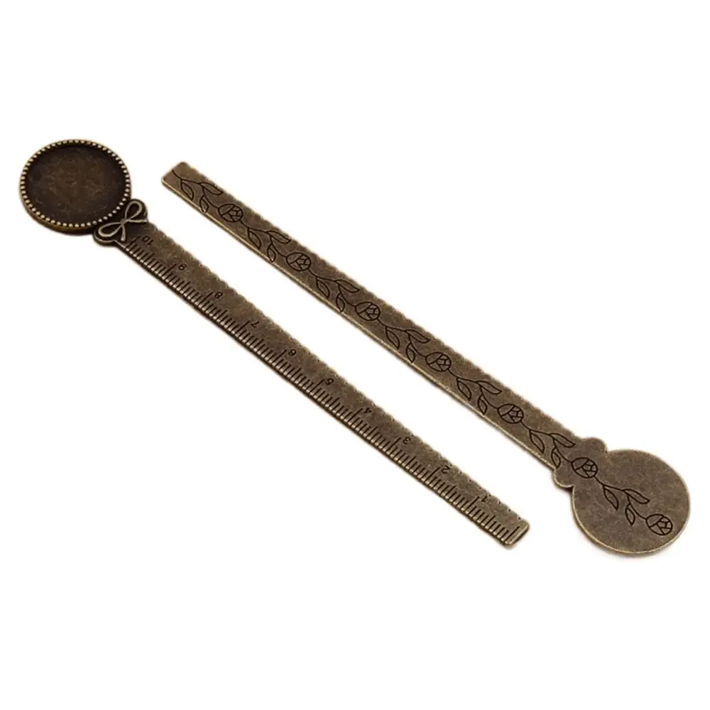 

Ruler Antique Bookmark Cabochon Base Flower Ruler Book Cilp Blanks Bezel 20mm Bronze Bookmark Stationery