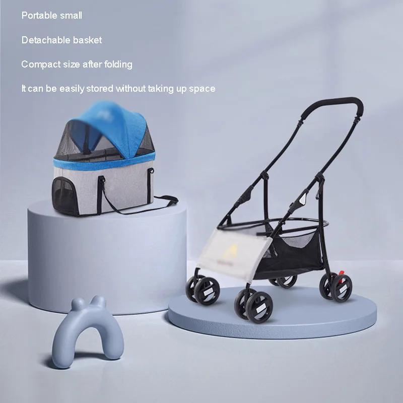 Pet Cart Light Foldable Separable Stroller For Dogs Cat Four Wheels Ventilation Trolley Walking Shopping Traveling Pet Stroller