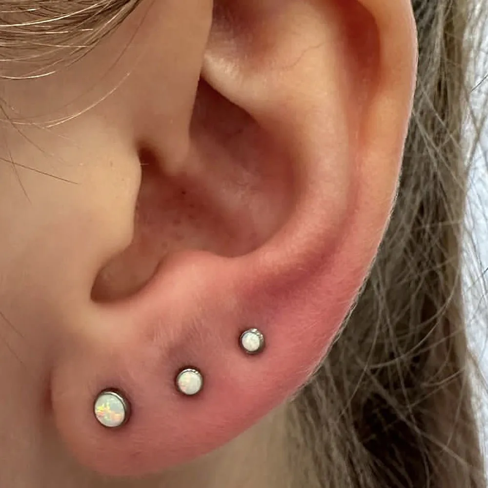 1/3 szt. Opal okrągły kolczyk na wargę wewnętrznie gwintowane stal chirurgiczna Labret Monroe pierścień do ust Tragus Helix kolczyki 16G Piercing