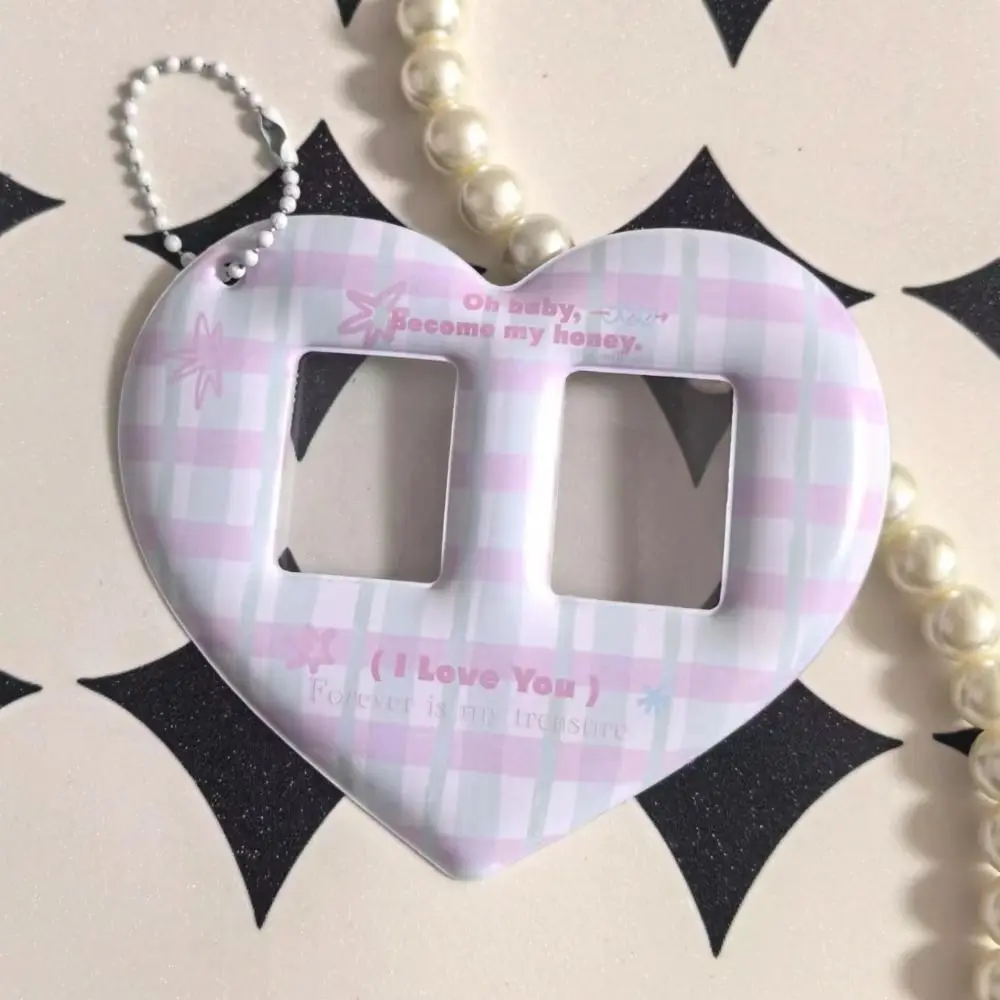 Креативный держатель для фотокарт в форме сердца с любовью, 2 слота с брелоком, защитный чехол для фото с изображением идола, красочная 1-дюймовая сумка-подвеска для девочек